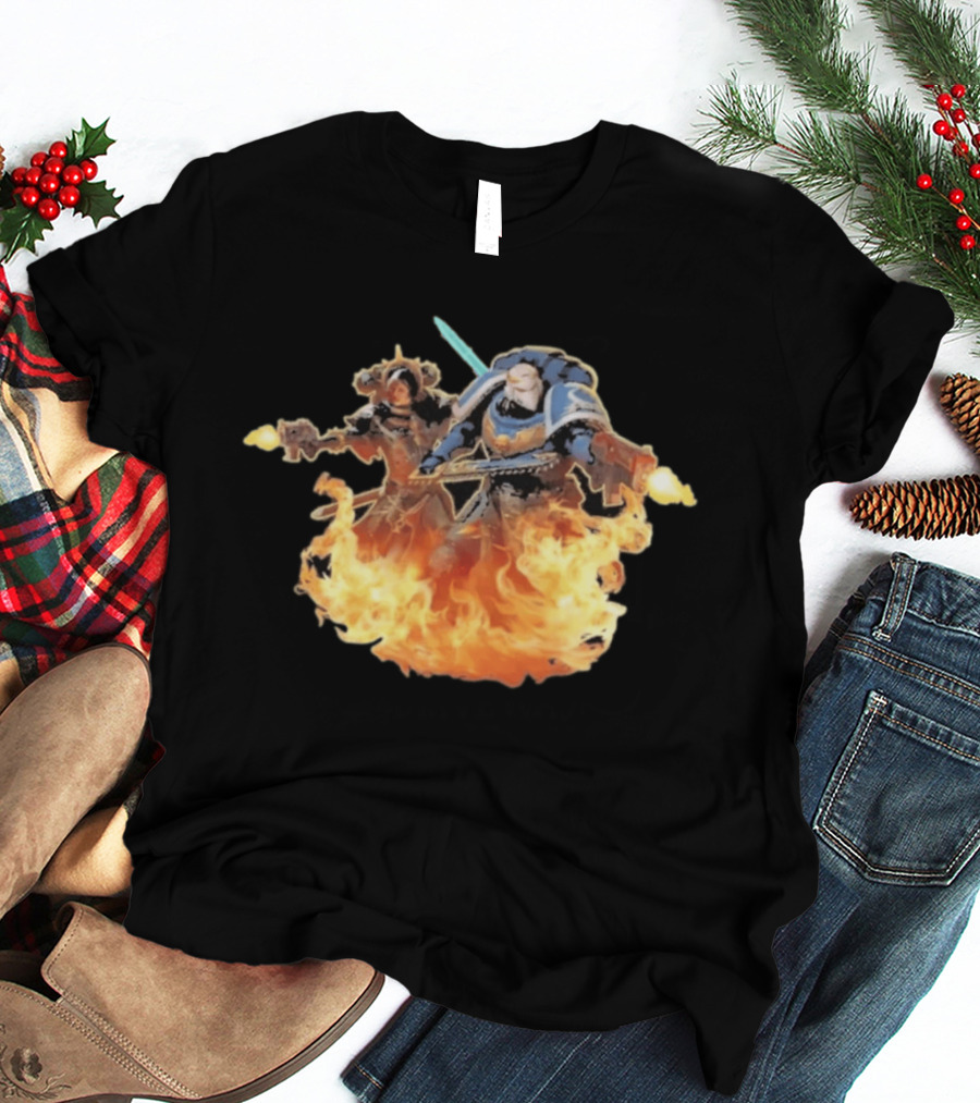 Warhammer 40 000 Boltgun II Double Battle Flames T-Shirt