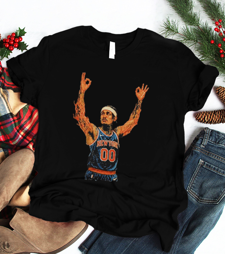 Jordan Clarkson New York Knicks Flaming Arms Basketball Game 1 2026 T-Shirt
