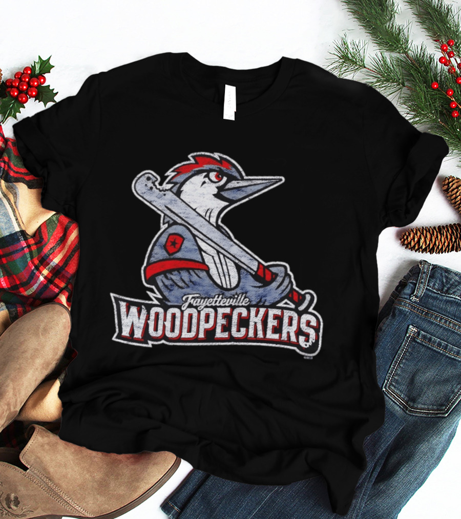 Fayetteville Woodpeckers Baseball Team Mascot Bat MLB T-Shirt