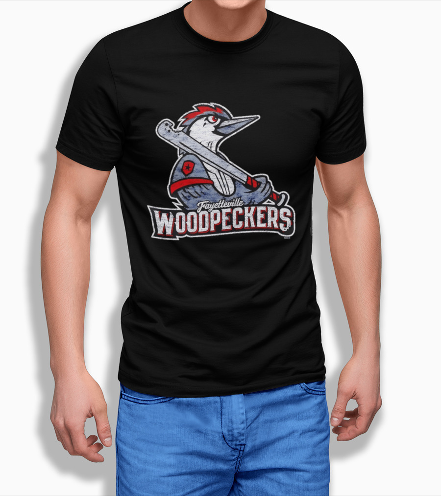 Fayetteville Woodpeckers Baseball Team Mascot Bat MLB T-Shirt