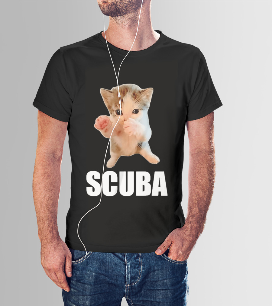 Kitten Cat Feline Pet Animal Martial Arts Scuba Meme Warrior Defender T-Shirt