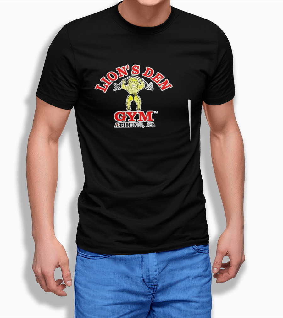 Lion's Den Gym Athens Alabama Fitness Center Weightlifting Lion T-Shirt