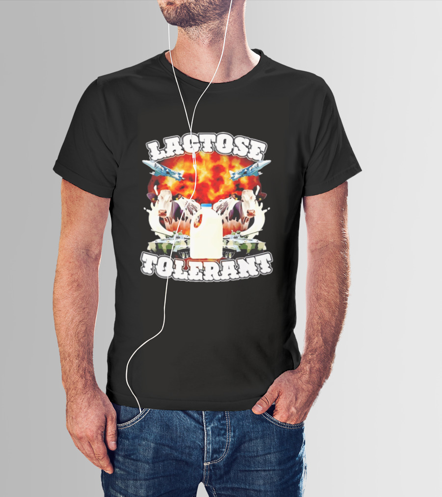 Lactose Tolerant Milk Cow Conflict With Military Jets And Tanks Explosion T-Shirt