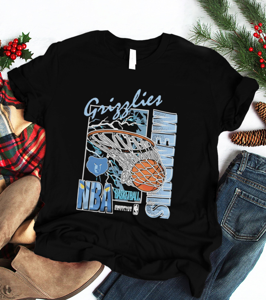 Grizzlies Memphis Basketball NBA Bear Logo And Hoop T-Shirt