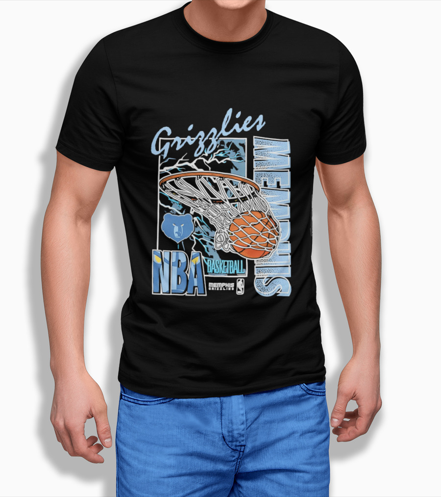 Grizzlies Memphis Basketball NBA Bear Logo And Hoop T-Shirt