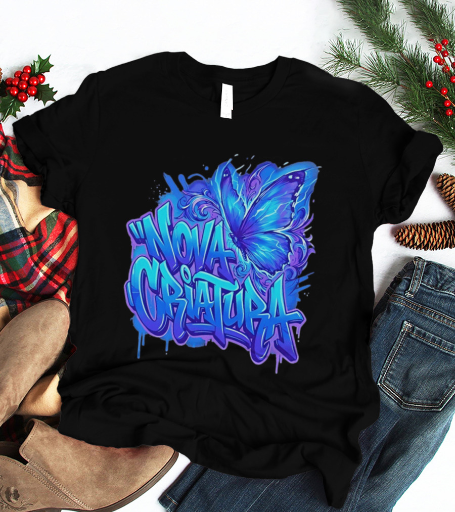 Nova Criatura Butterfly Electric Blue Street Art Aesthetic T-Shirt