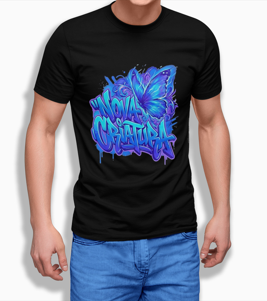 Nova Criatura Butterfly Electric Blue Street Art Aesthetic T-Shirt