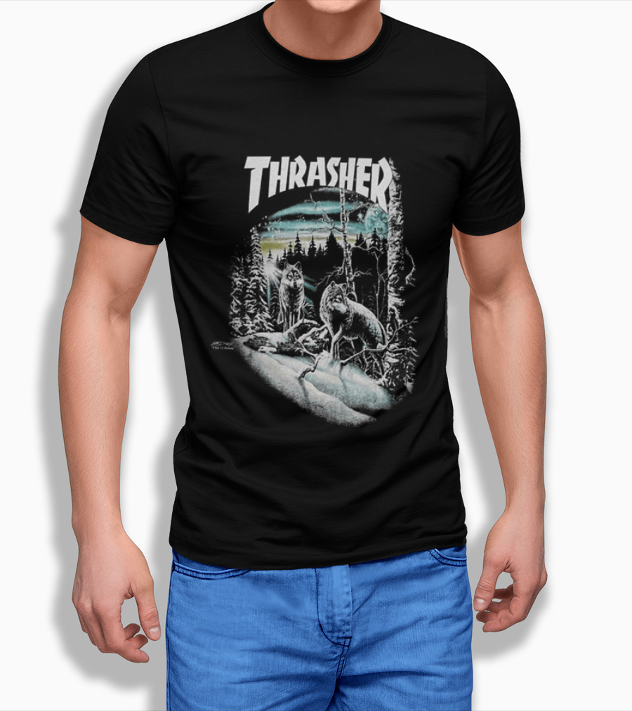 Thrasher 13 Wolves Forest Scene T-Shirt