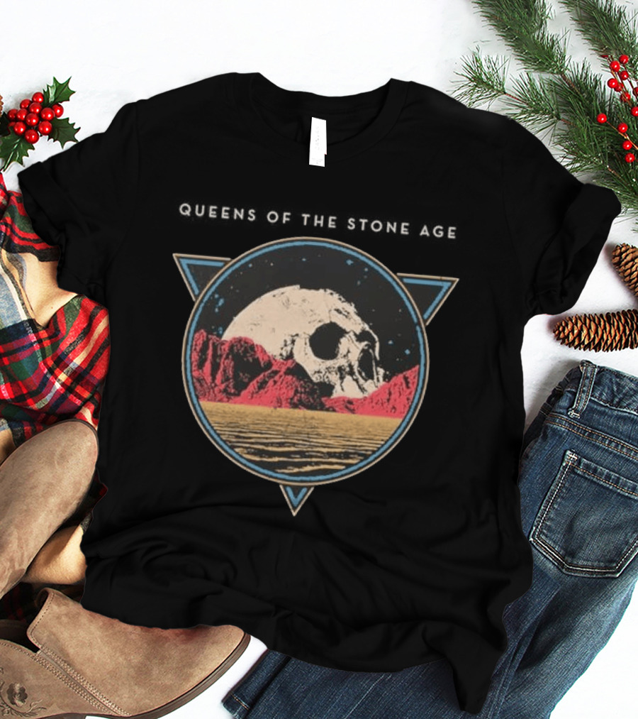 Queens Of The Stone Age Floating Skull Over Desert Scene T-Shirt