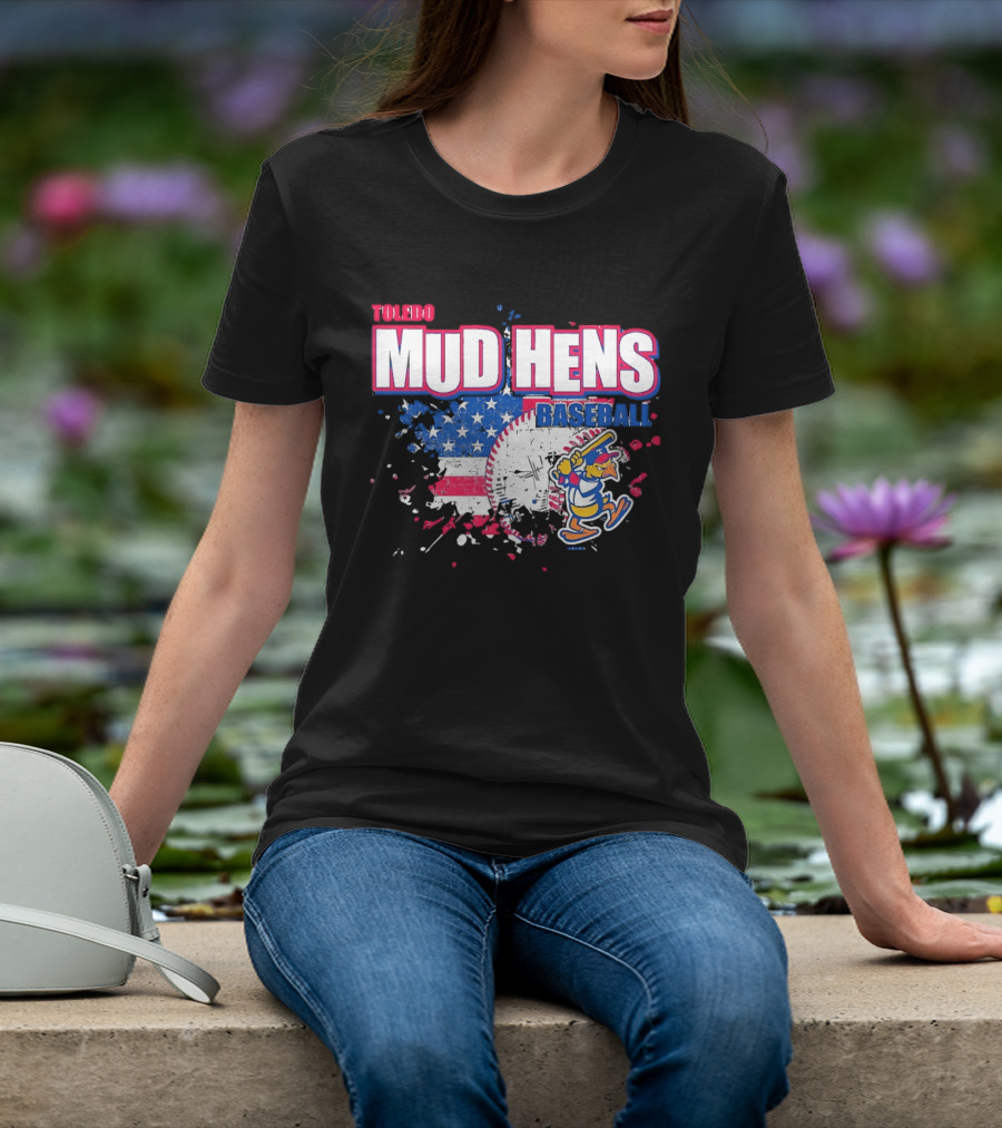 Toledo Mud Hens American Flag Splatter Baseball T-Shirt