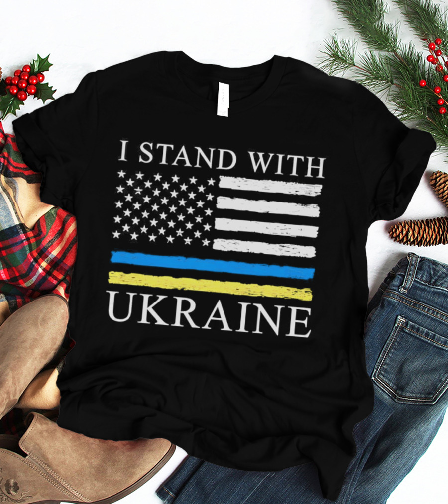 I Stand With Ukraine USA Flag Support T-Shirt