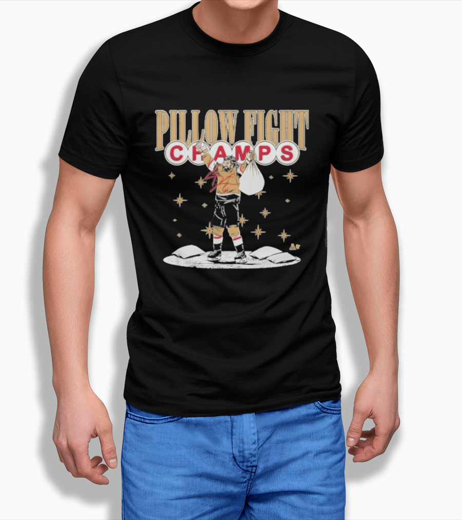 Pillow Fight Champs Vegas Hockey Celebration With Stars And Pillows T-Shirt