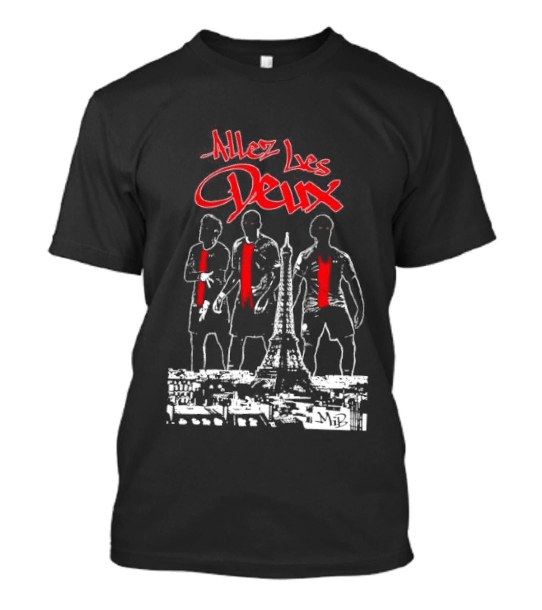 Allez Les Deux Paris Football Team Spirit Enthusiast's Red And White Players T-Shirt