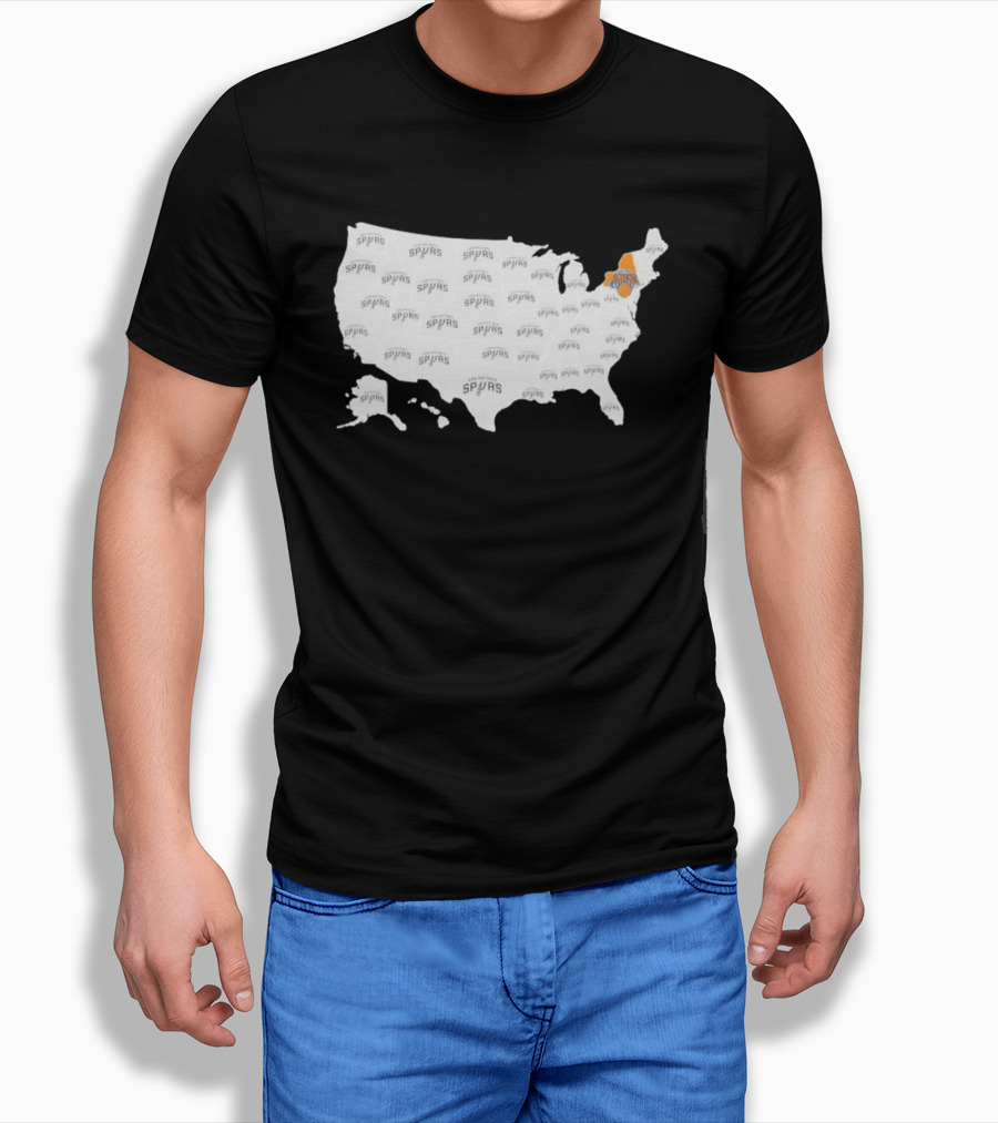 America Spurs New York Knicks US Map Basketball Team Representation T-Shirt