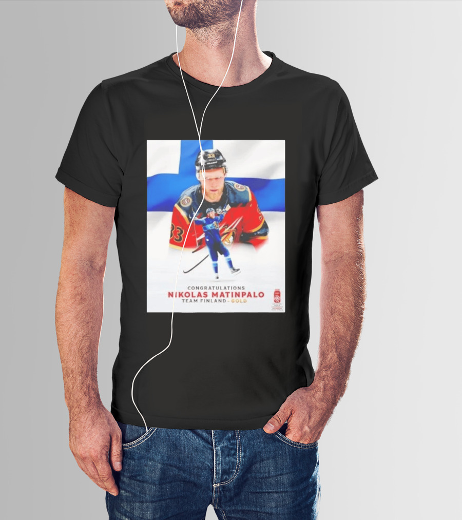 Congratulations Nikolas Matinpalo Team Finland Gold Finnish Flag Ice Hockey Celebration T-Shirt