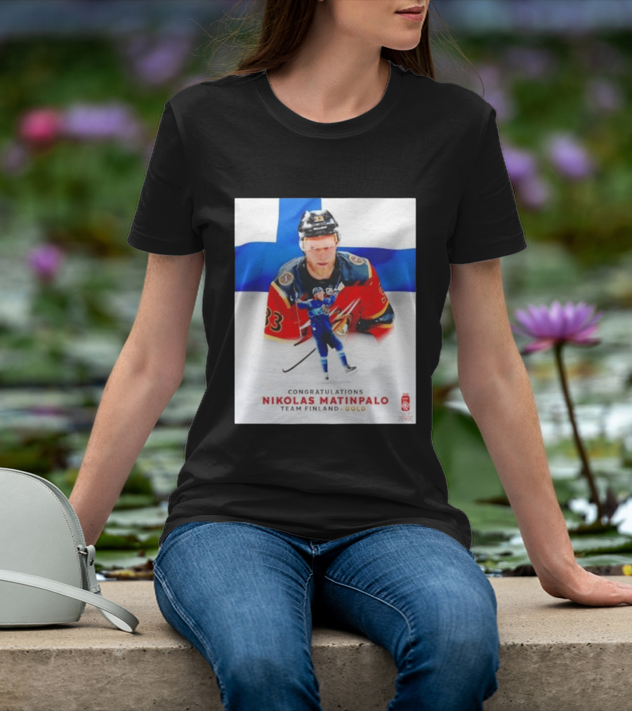 Congratulations Nikolas Matinpalo Team Finland Gold Finnish Flag Ice Hockey Celebration T-Shirt