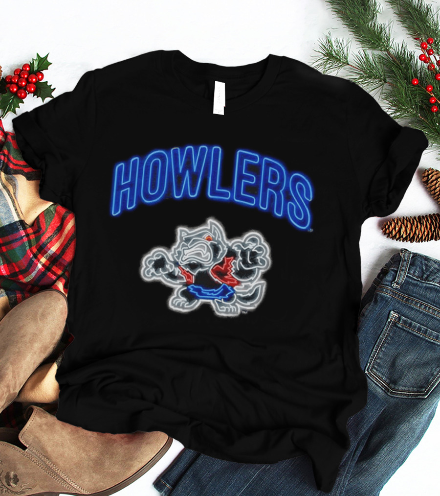 Howlers Neon Wolf Men's Animated Cartoon T-Shirt