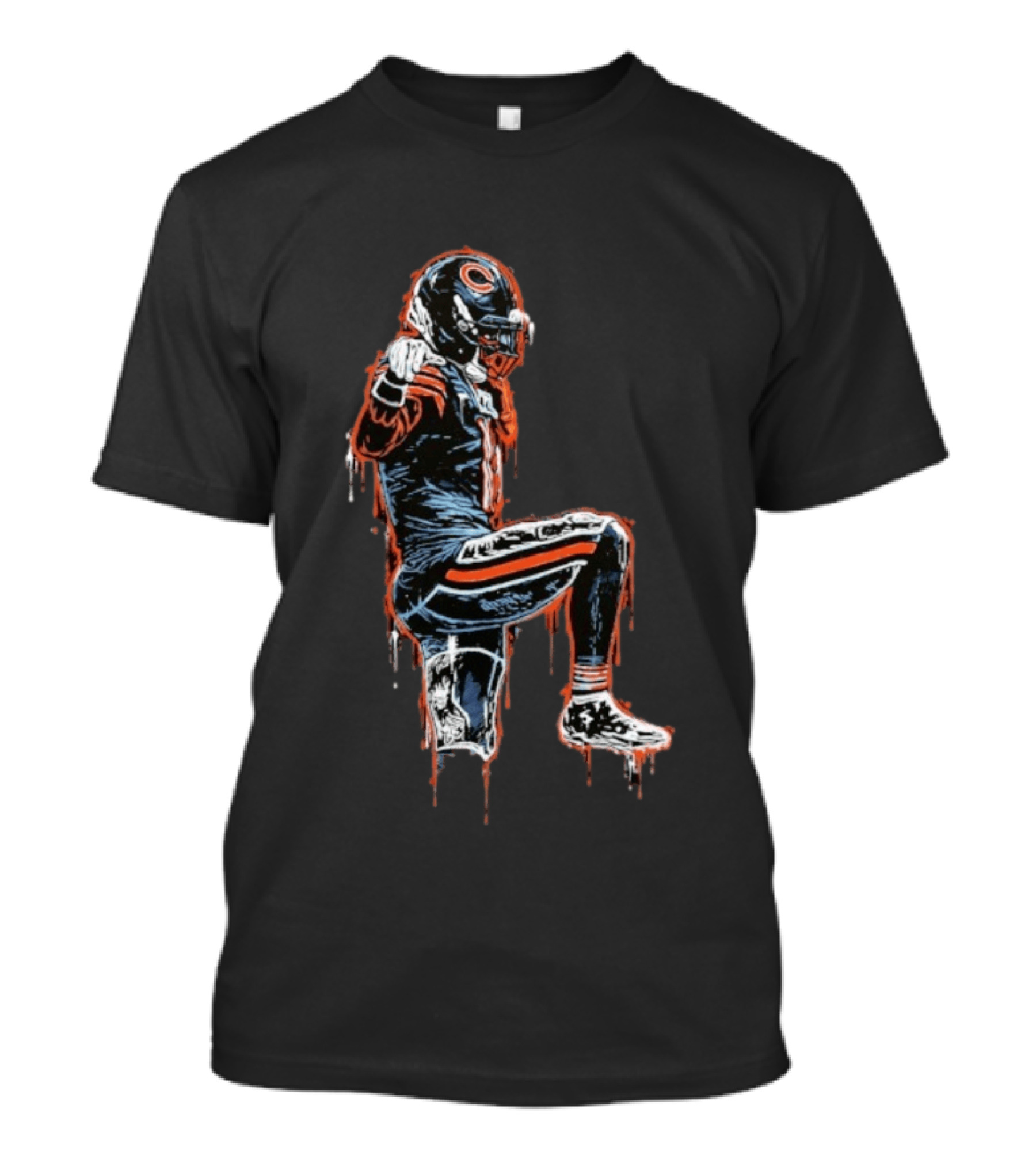 DC4L Custom Crane Stance Kneeling Football Player Streaking Drips T-Shirt