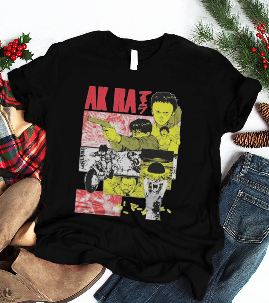 Akira Manga Panels Gun Motorcycle Explosion Red Yellow T-Shirt