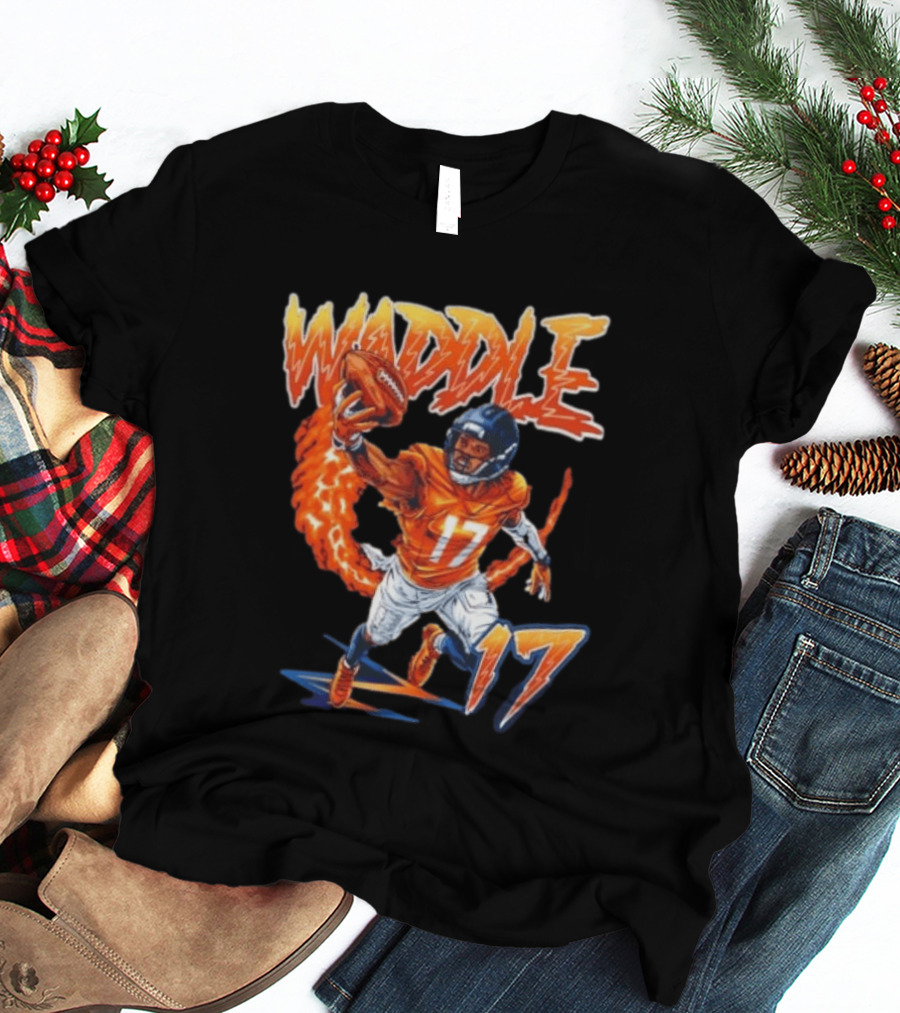 Waddle 17 Football Catch Orange And Blue Player T-Shirt