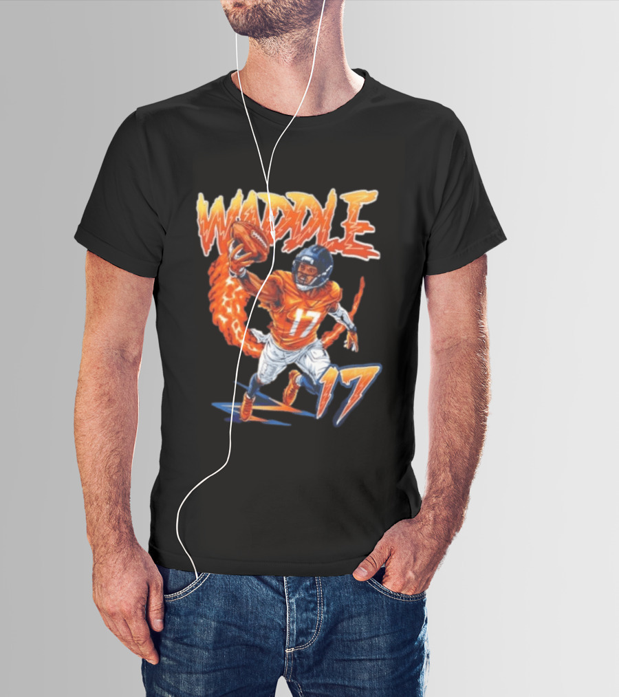Waddle 17 Football Catch Orange And Blue Player T-Shirt