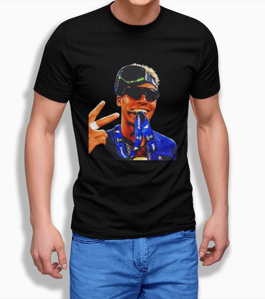 Paris Saint Germain Desire Doue Biting Medal Victory Celebration T-Shirt