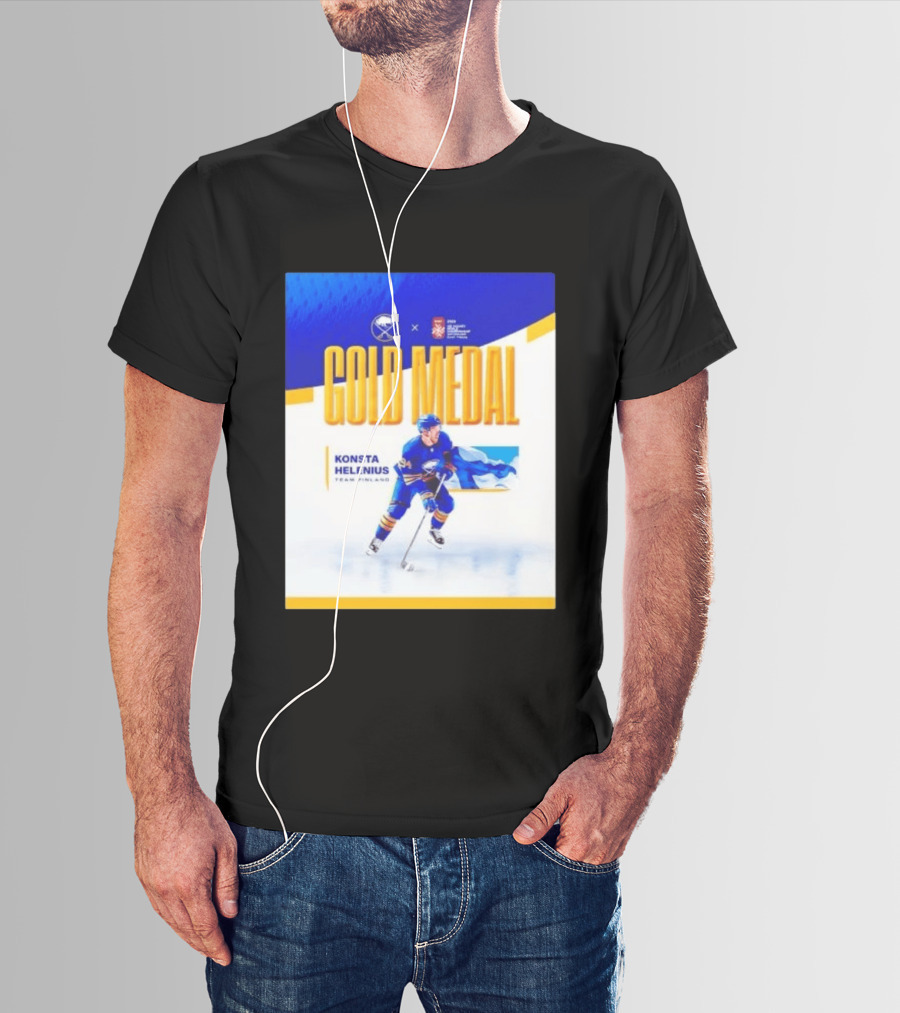 Konsta Helenius Team Finland 2023 Gold Medal Hockey T-Shirt