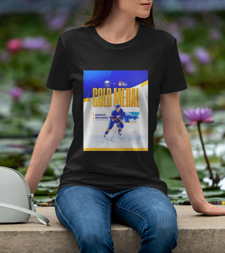 Konsta Helenius Team Finland 2023 Gold Medal Hockey T-Shirt