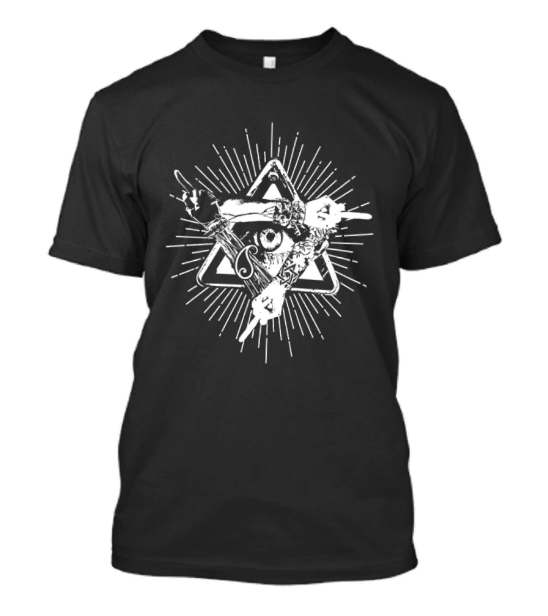 Invisible All Seeing Eye Illuminati Pyramid With Radiant Angel Amidst Stars And Numbers 369 Symbolism T-Shirt