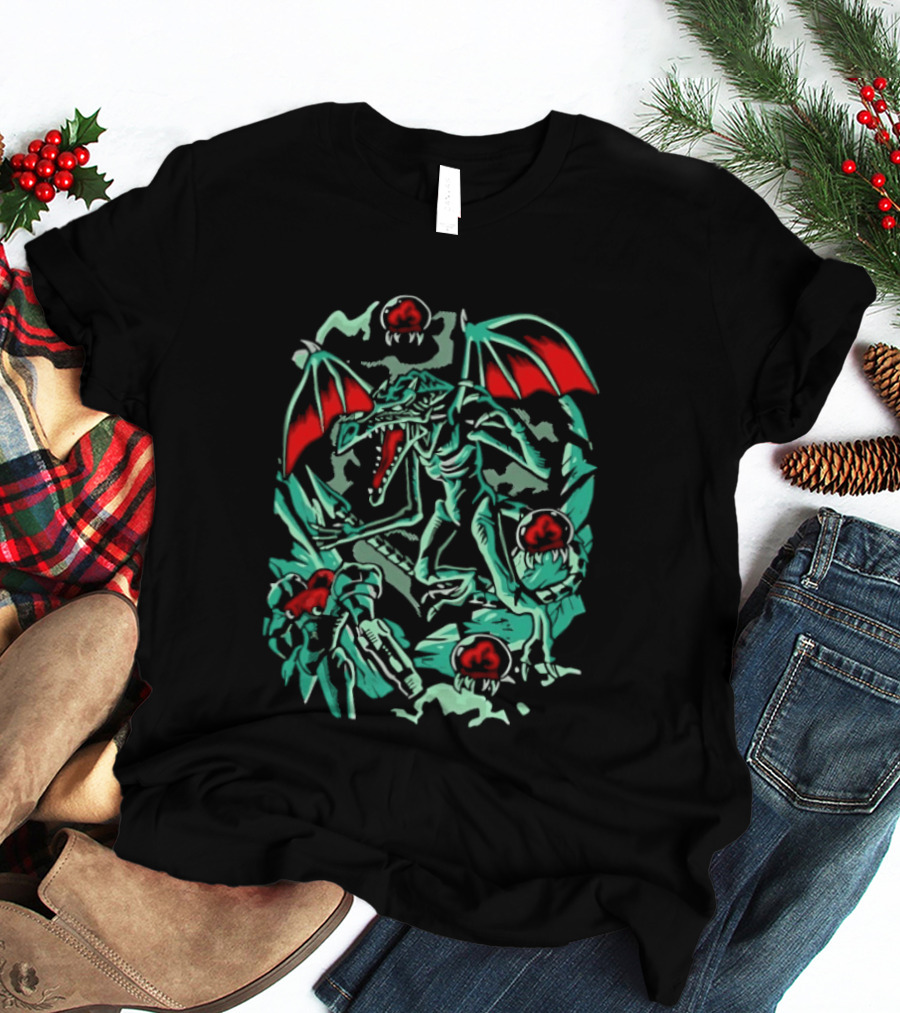 Metroid Ridley Battle With Metroids And Samus Aran T-Shirt