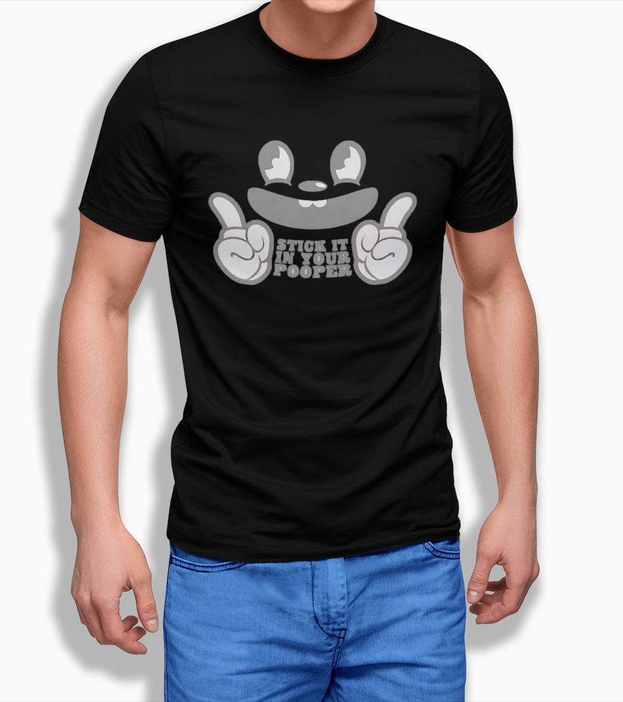 Stick It In Your Pooper Rubber Hose Style Cartoon Face T-Shirt