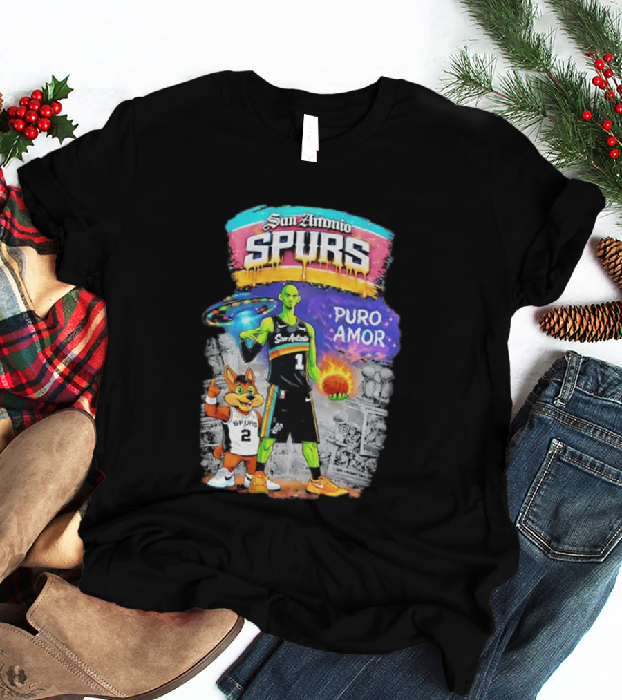San Antonio Spurs Alien Basketball Puro Amor Fiesta Vibes T-Shirt