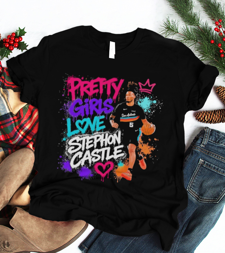 San Antonio Spurs Pretty Girls Love Stephon Castle Basketball T-Shirt