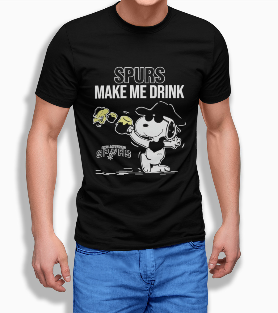Snoopy Cowboy Spurs Make Me Drink San Antonio Spurs T-Shirt