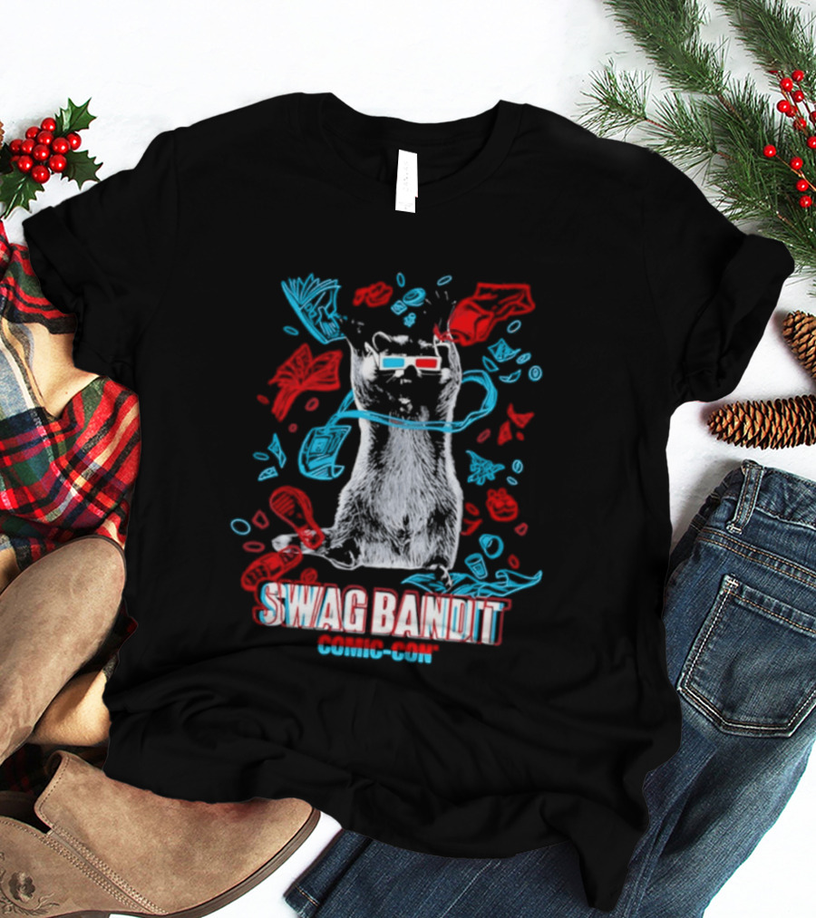 Swag Bandit Comic Con Raccoon 3D Glasses T-Shirt