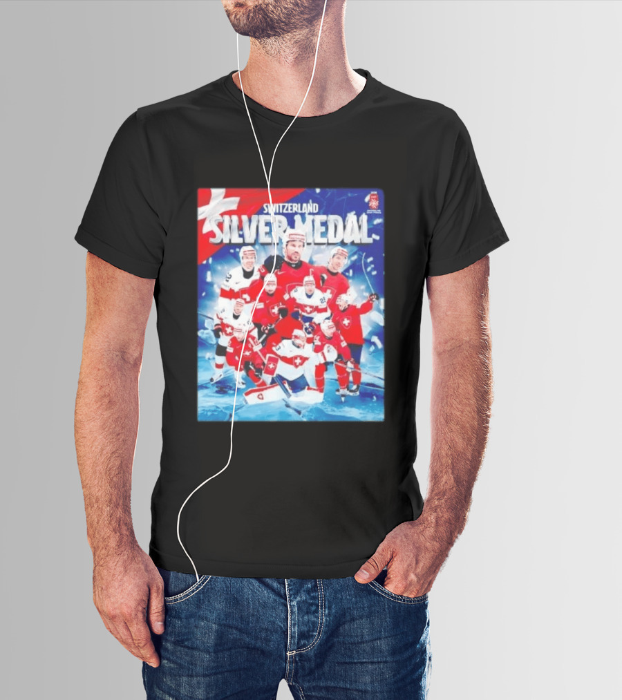 Switzerland Silver Medal 2026 IIHF Men's Ice Hockey Team Victory Celebration T-Shirt