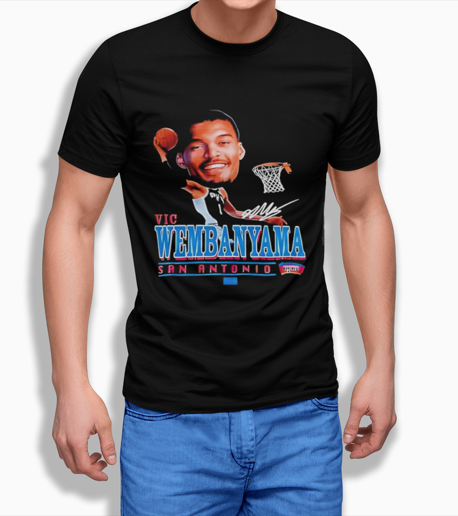 Vic Wembanyama Dunking San Antonio Spurs Autograph T-Shirt