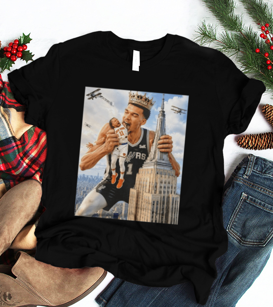 Victor Wembanyama Spurs Empire State Building Jalen Brunson Let's Go Spurs T-Shirt