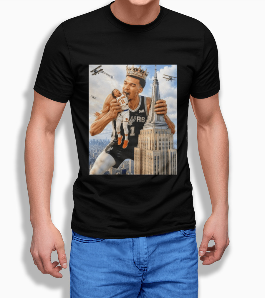 Victor Wembanyama Spurs Empire State Building Jalen Brunson Let's Go Spurs T-Shirt