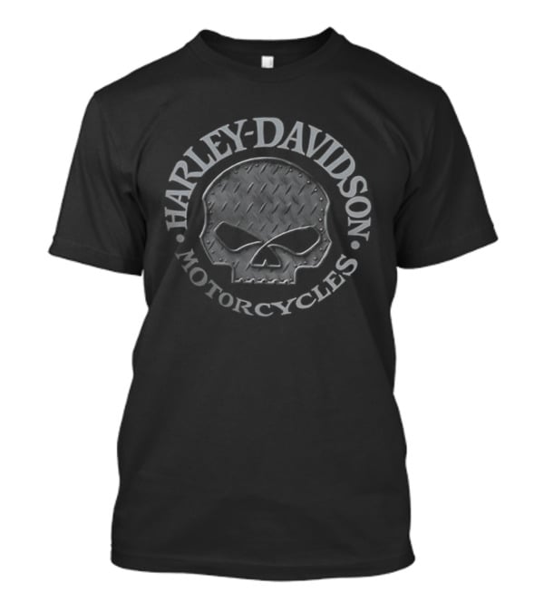 Harley Davidson Motorcycles Skull Design Wisconsin Oconomowoc WI 2 Sided T-Shirt
