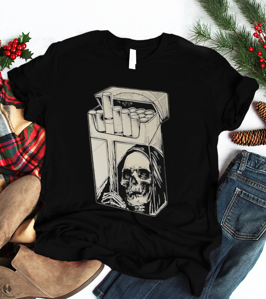 Grim Reaper Smoking Cigarette Pack T-Shirt