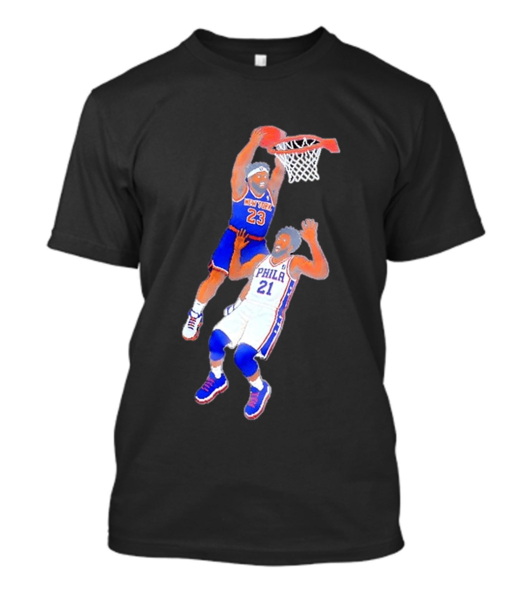 Pixel Art Basketball Dunk Mitchell Robinson New York 23 Joel Embiid PHILA 21 T-Shirt