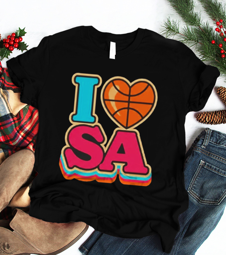 I Heart SA Basketball San Antonio Sports Fan Gear T-Shirt