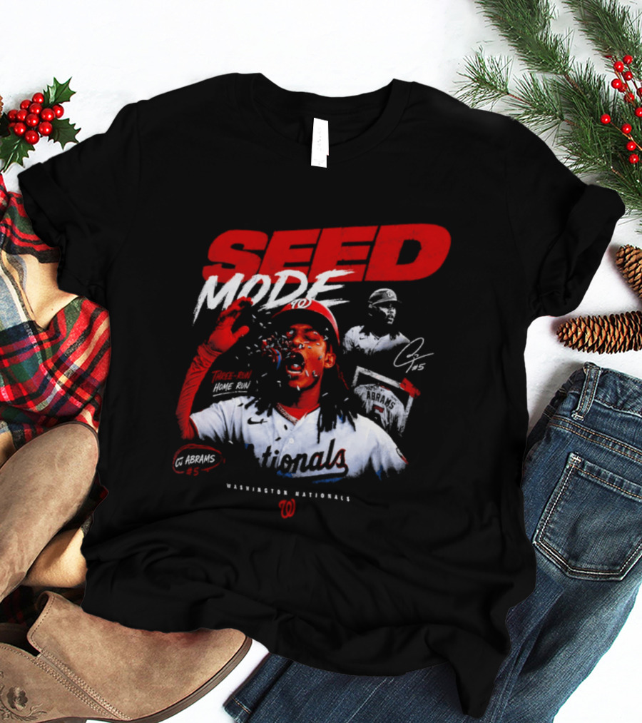 CJ Abrams Washington Nationals Seed Mode Baseball MLB Player Number 5 T-Shirt