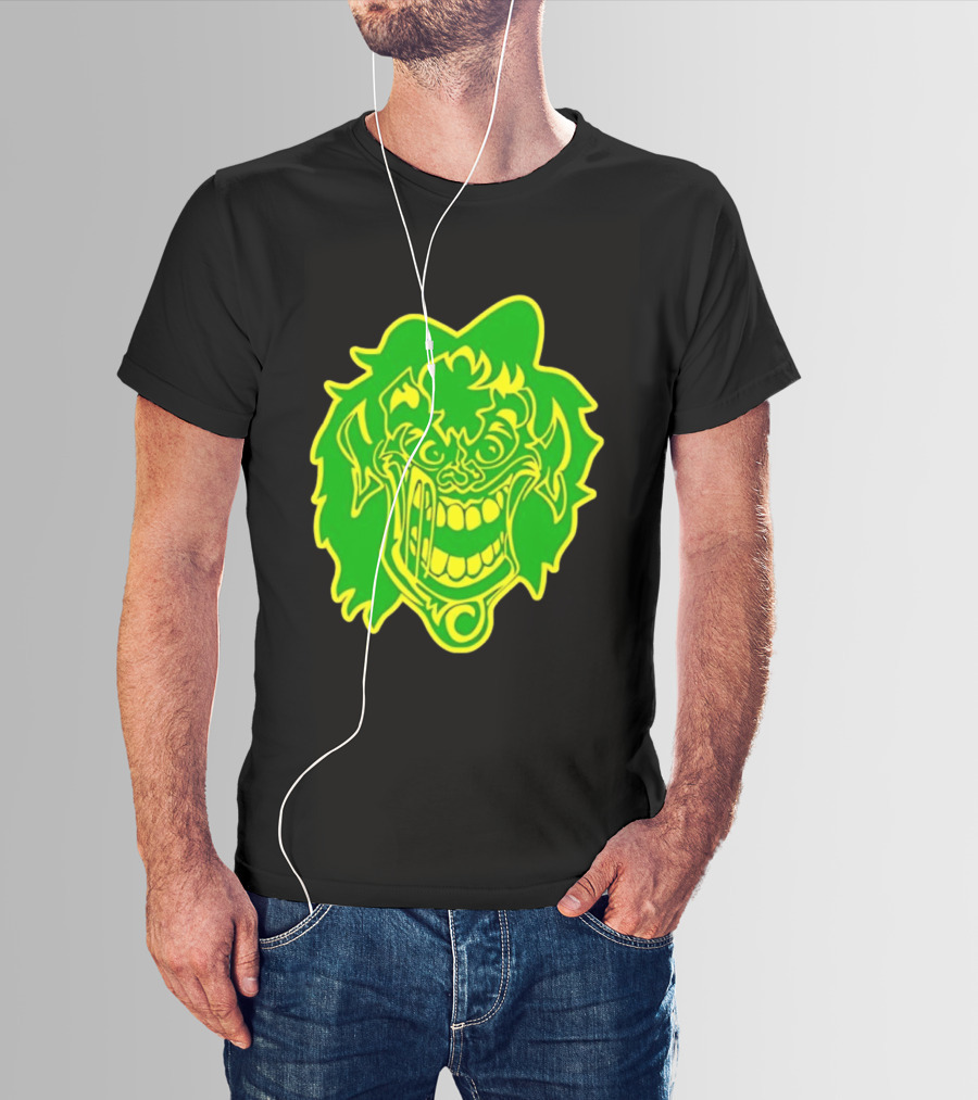 Insane Clown Posse Hatchetman Wicked Clown Face Neon Green Yellow T-Shirt