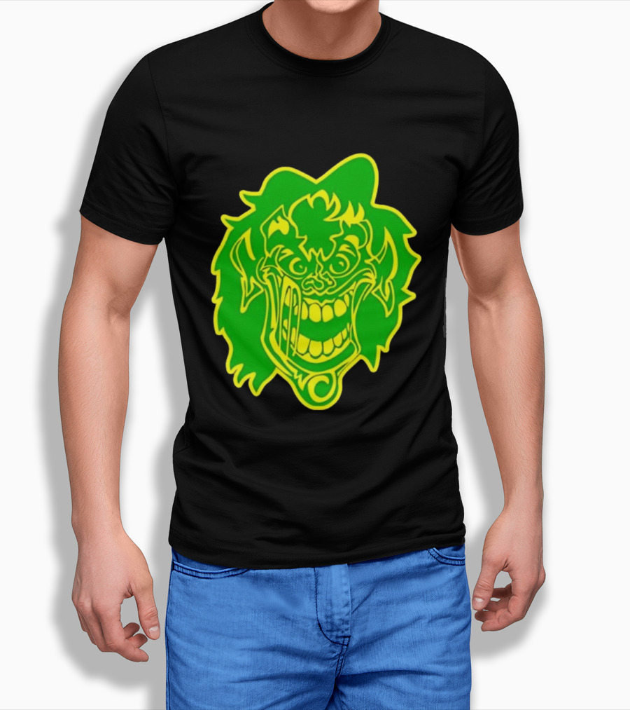 Insane Clown Posse Hatchetman Wicked Clown Face Neon Green Yellow T-Shirt