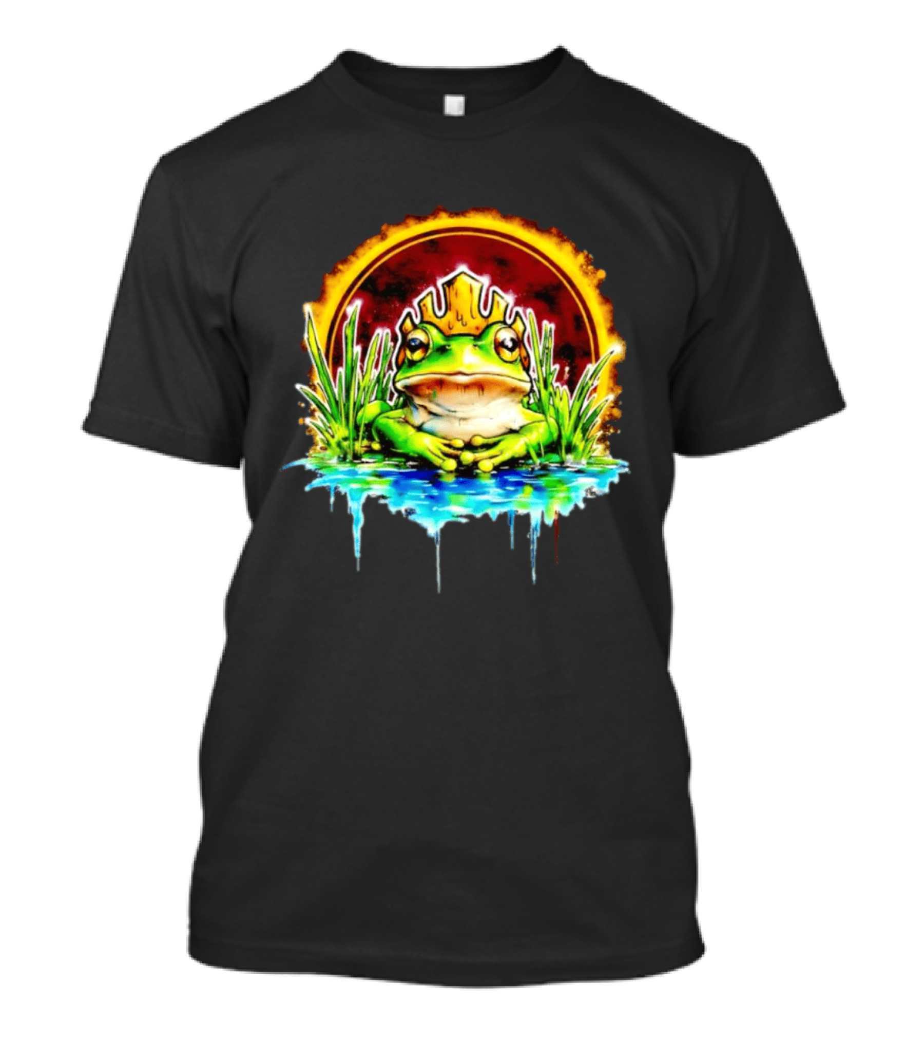 Frog King Crown Pond Nature Amphibian Wildlife Majestic Regal Water Scene T-Shirt