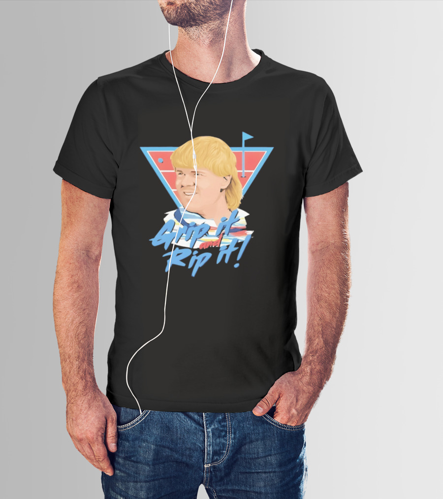 John Daly Bigface Golf Of America 4th Of July Grip It Rip It T-Shirt