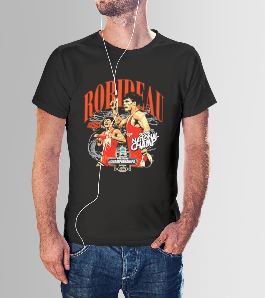 Landon Robideau Oklahoma State Wrestling 2026 National Champ Robideau NCAA T-Shirt