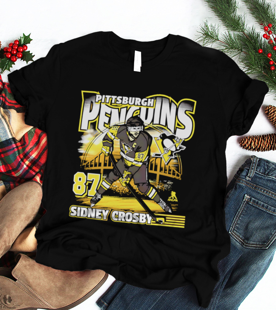 Pittsburgh Penguins Sidney Crosby 87 Hockey Action T-Shirt